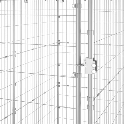 Hondenkennel buiten met dak 110x220x180 cm gegalvaniseerd staal 110 x 220 x 180 cm Zilver Ja