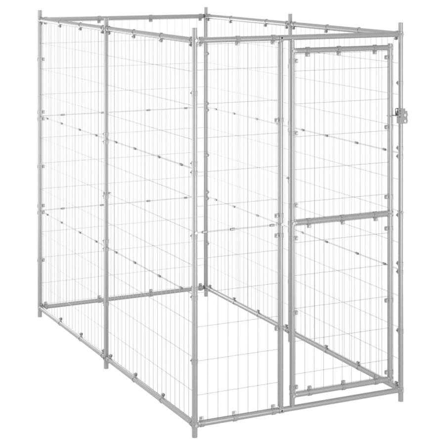 Hondenkennel voor buiten 110x220x180 cm gegalvaniseerd staal 110 x 220 x 180 cm Zilver Nee