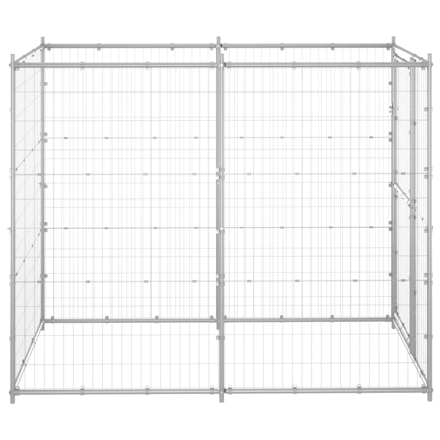 Hondenkennel voor buiten 110x220x180 cm gegalvaniseerd staal 110 x 220 x 180 cm Zilver Nee
