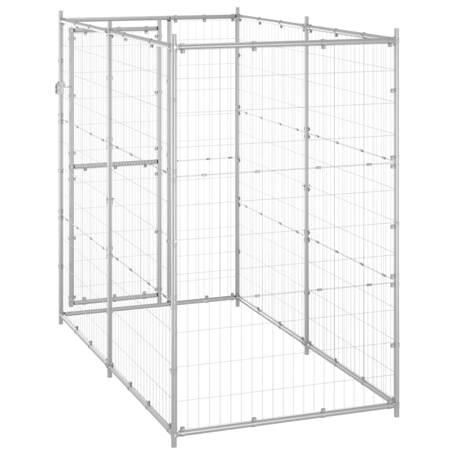 Hondenkennel voor buiten 110x220x180 cm gegalvaniseerd staal 110 x 220 x 180 cm Zilver Nee
