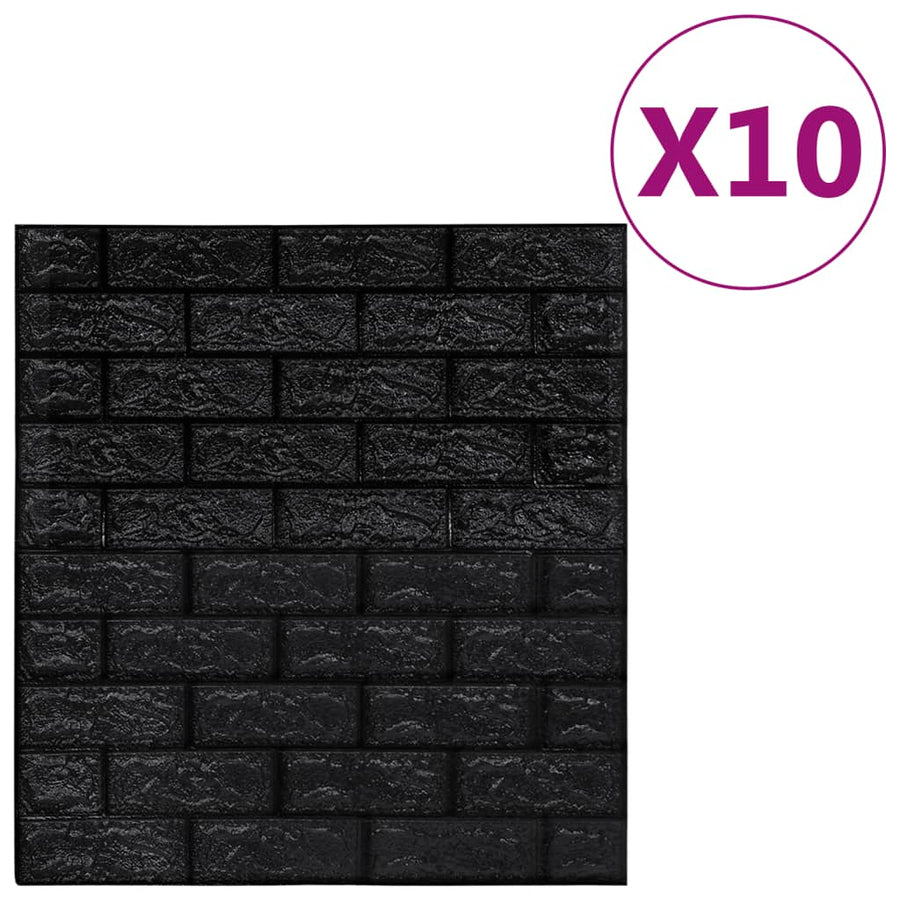 3D-Behang Zelfklevend 10 St Bakstenen Zwart