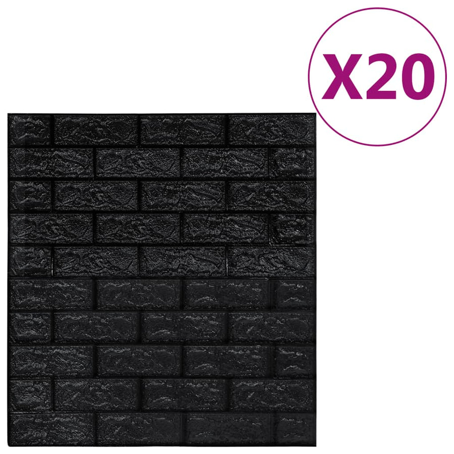 3D-Behang Zelfklevend 20 St Bakstenen Zwart