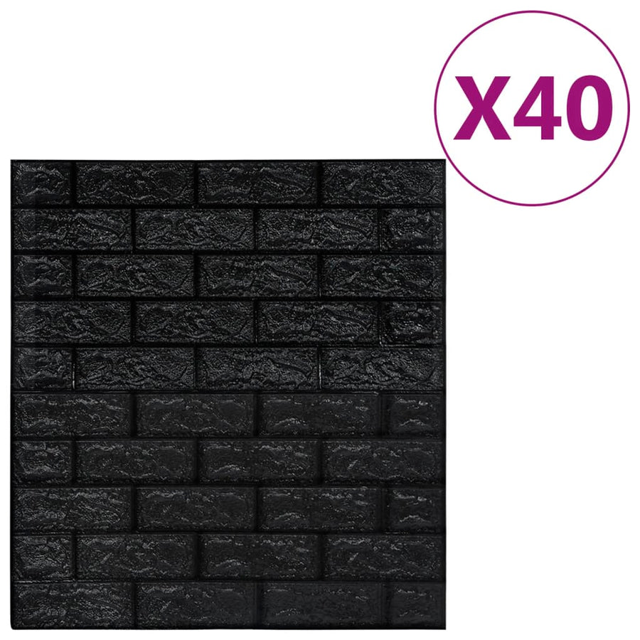 3D-Behang Zelfklevend 40 St Bakstenen Zwart