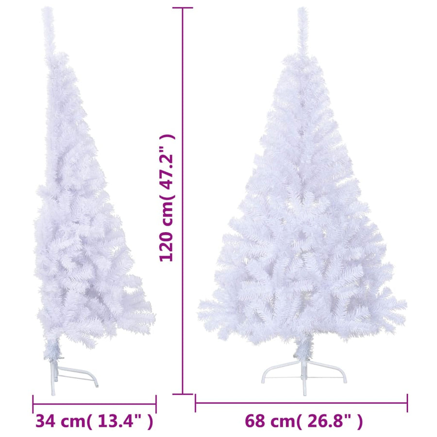 Kunstkerstboom met standaard half 120 cm PVC wit