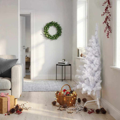 Kunstkerstboom met standaard half 120 cm PVC wit