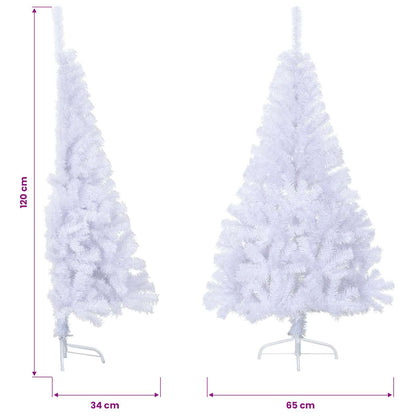 Kunstkerstboom met standaard half 120 cm PVC wit