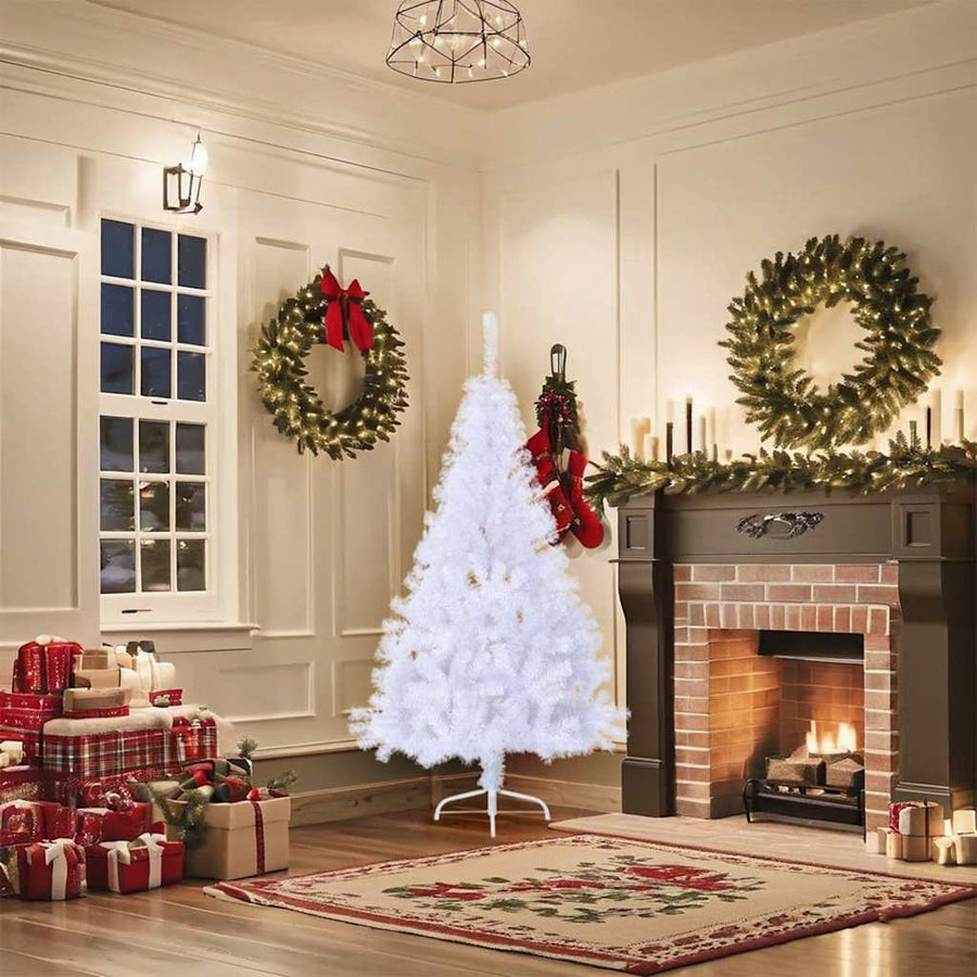 Kunstkerstboom Met Standaard Half 150 Cm Pvc Wit 150 x 95 cm