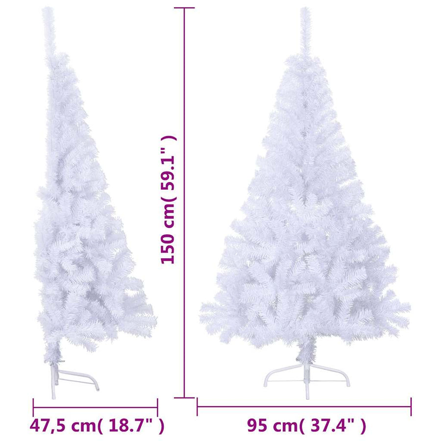 Kunstkerstboom Met Standaard Half 150 Cm Pvc Wit 150 x 95 cm