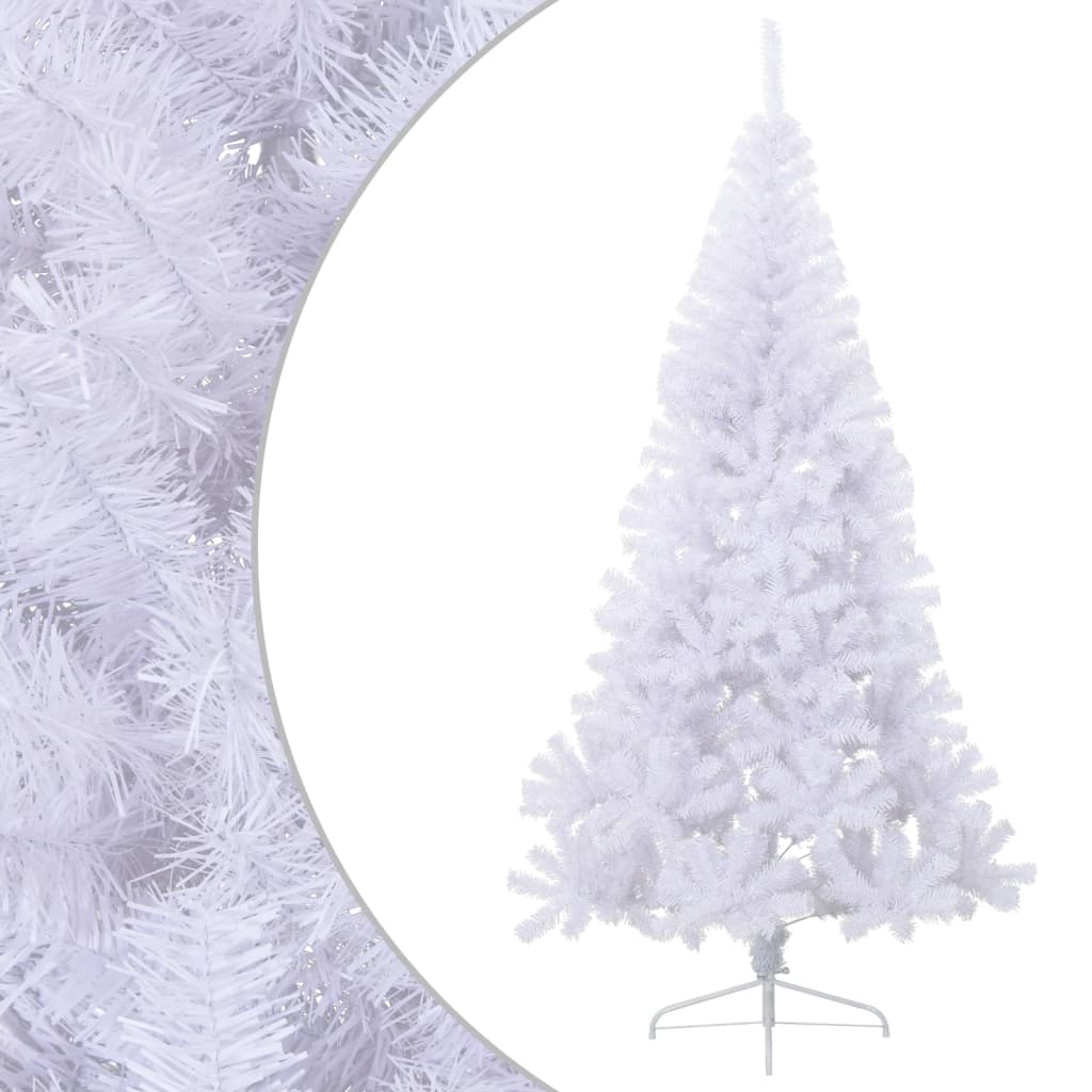 Kunstkerstboom Met Standaard Half 210 Cm Pvc Groen Wit 210 x 120 cm