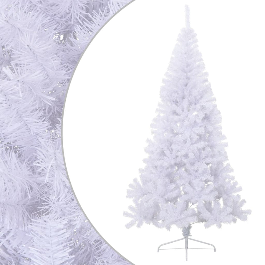 Kunstkerstboom Met Standaard Half 210 Cm Pvc Groen Wit 210 x 120 cm