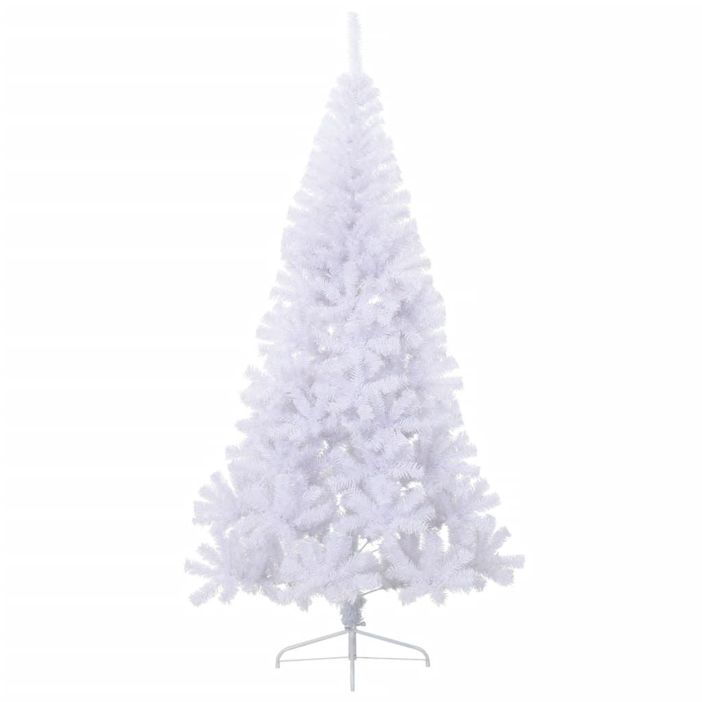 Kunstkerstboom Met Standaard Half 210 Cm Pvc Groen Wit 210 x 120 cm