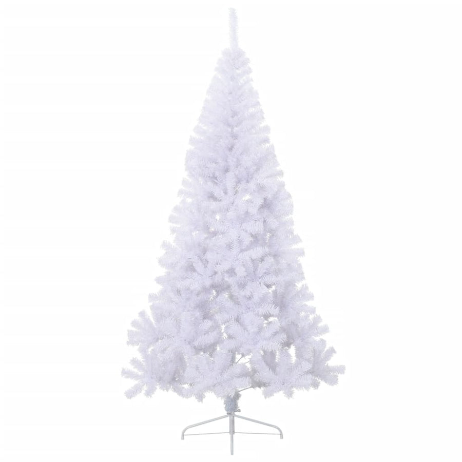 Kunstkerstboom Met Standaard Half 210 Cm Pvc Groen Wit 210 x 120 cm