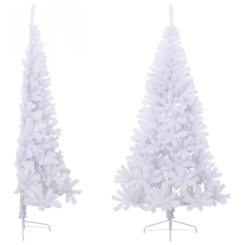 Kunstkerstboom Met Standaard Half 210 Cm Pvc Groen Wit 210 x 120 cm