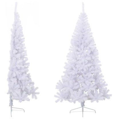 Kunstkerstboom Met Standaard Half 210 Cm Pvc Groen Wit 210 x 120 cm