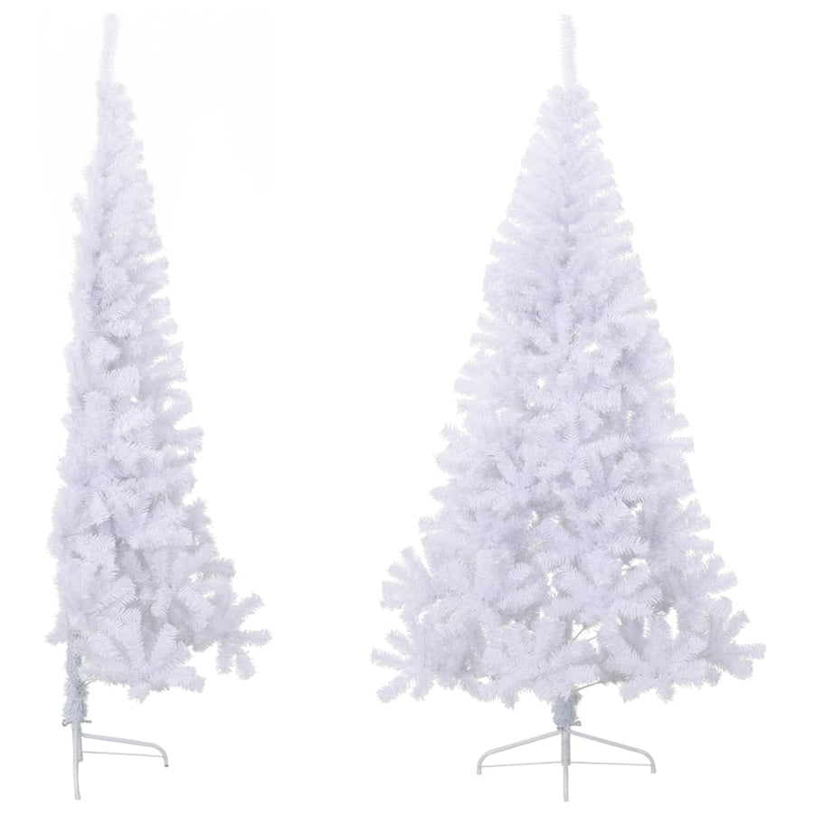 Kunstkerstboom Met Standaard Half 210 Cm Pvc Groen Wit 210 x 120 cm