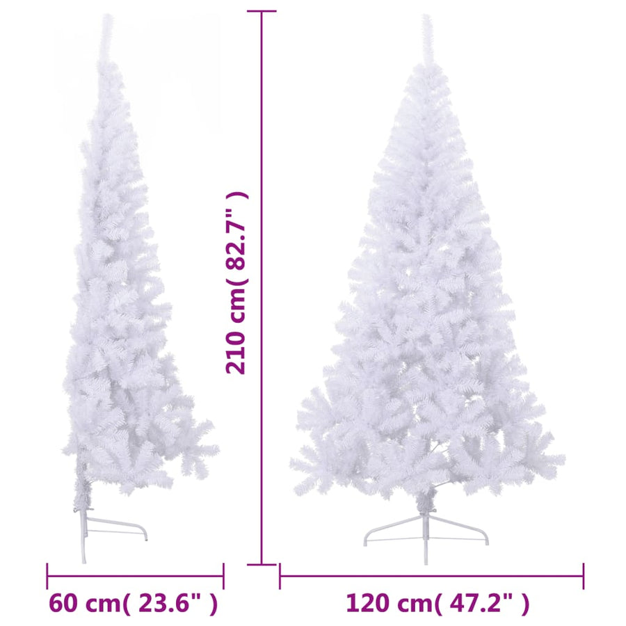 Kunstkerstboom Met Standaard Half 210 Cm Pvc Groen Wit 210 x 120 cm