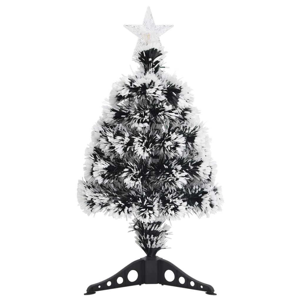 Kerstboom met LED 64 cm glasvezel groen en wit