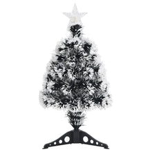Kerstboom met LED 64 cm glasvezel groen en wit