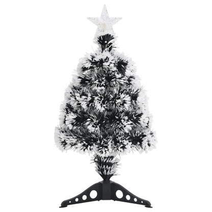 Kerstboom met LED 64 cm glasvezel groen en wit