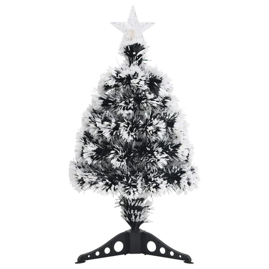 Kerstboom met LED 64 cm glasvezel groen en wit