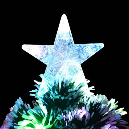 Kerstboom met LED 64 cm glasvezel groen en wit
