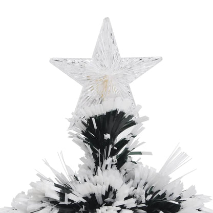 Kerstboom met LED 64 cm glasvezel groen en wit