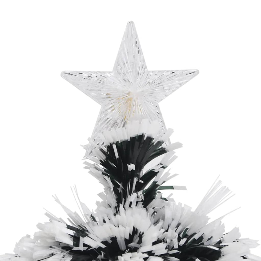 Kerstboom met LED 64 cm glasvezel groen en wit