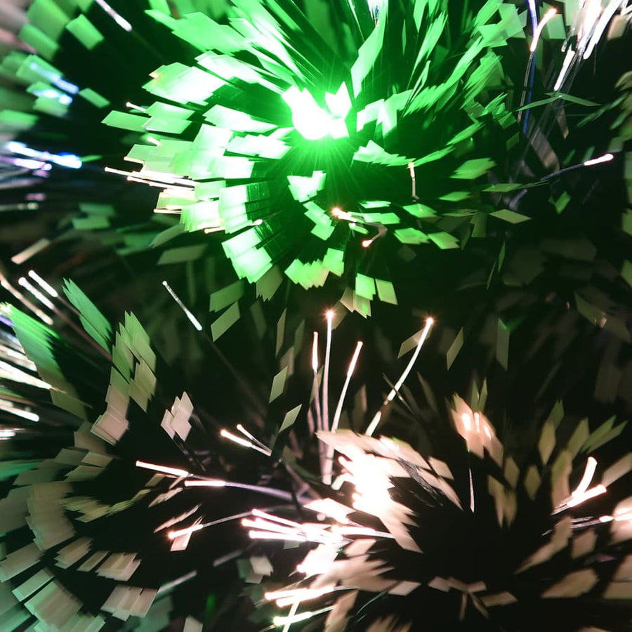 Kerstboom met LED 64 cm glasvezel groen en wit