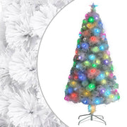 Kunstkerstboom 120 cm glasvezel wit met verlichting