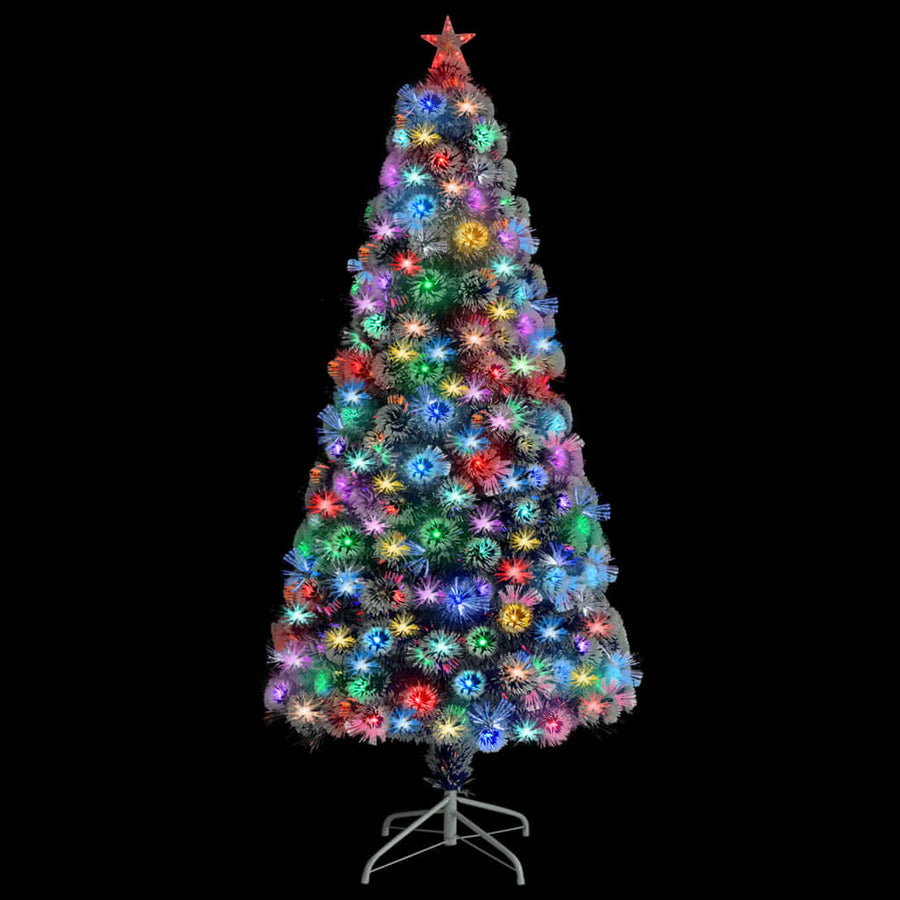 Kunstkerstboom Met Verlichting 150 Cm Glasvezel 150 x 70 cm Wit en blauw