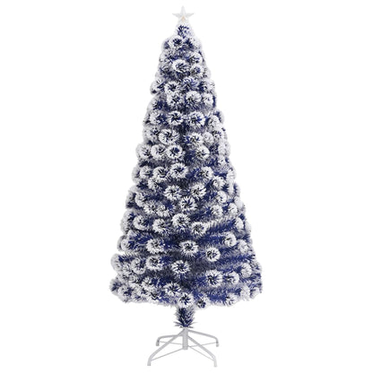 Kunstkerstboom Met Verlichting 150 Cm Glasvezel 150 x 70 cm Wit en blauw
