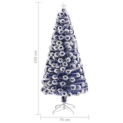 Kunstkerstboom Met Verlichting 150 Cm Glasvezel 150 x 70 cm Wit en blauw