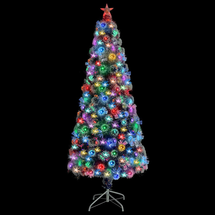 Kunstkerstboom Met Verlichting 180 Cm Glasvezel 180 x 80 cm Wit en blauw