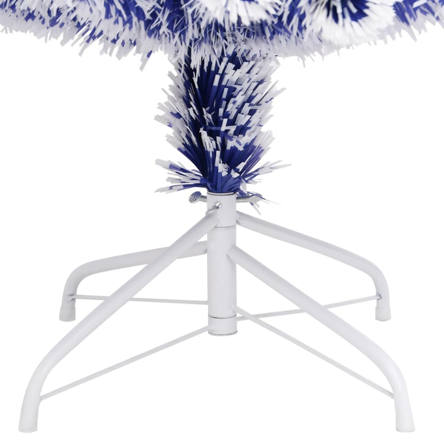 Kunstkerstboom Met Verlichting 180 Cm Glasvezel 180 x 80 cm Wit en blauw