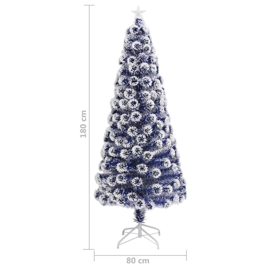 Kunstkerstboom Met Verlichting 180 Cm Glasvezel 180 x 80 cm Wit en blauw