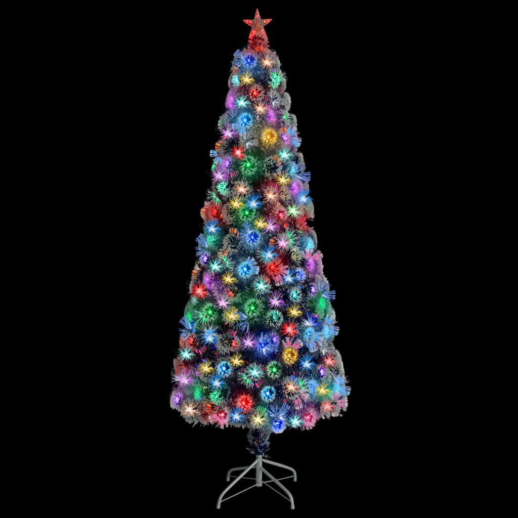 Kunstkerstboom Met Verlichting 210 Cm Glasvezel 210 x 90 cm Wit en blauw