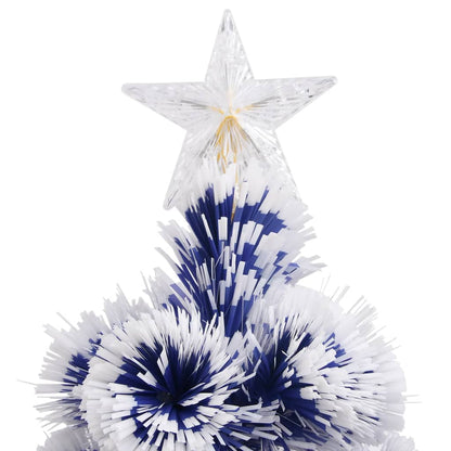 Kunstkerstboom Met Verlichting 210 Cm Glasvezel 210 x 90 cm Wit en blauw