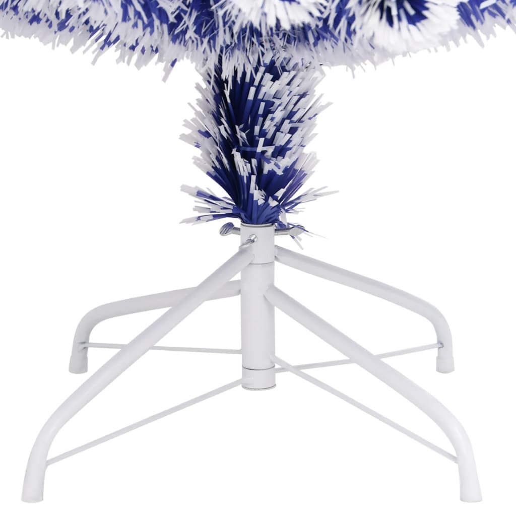 Kunstkerstboom Met Verlichting 210 Cm Glasvezel 210 x 90 cm Wit en blauw