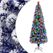 Kunstkerstboom 240 cm glasvezel wit blauw verlichting