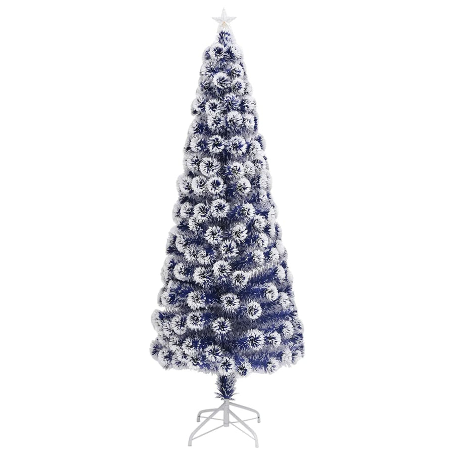 Kunstkerstboom met verlichting 240 cm glasvezel wit en blauw