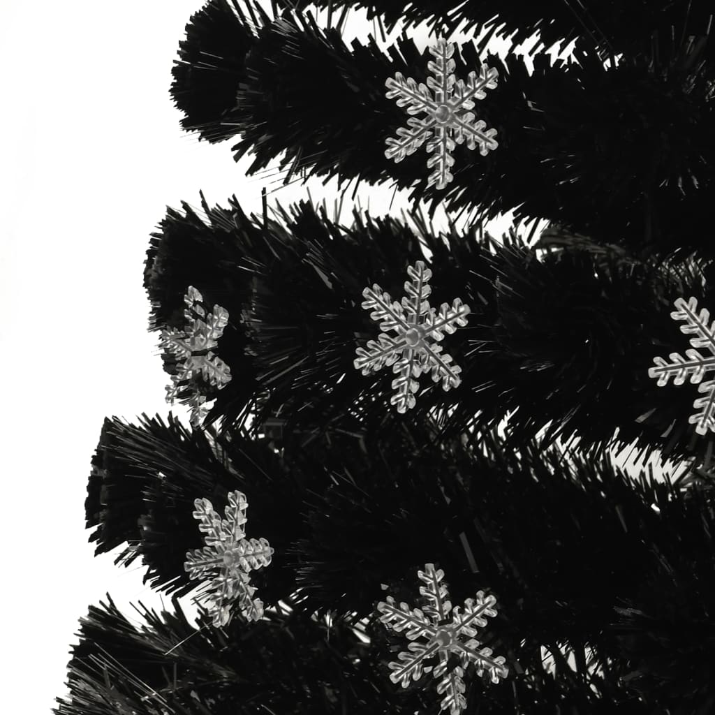 Kerstboom met LED-sneeuwvlokken 120 cm glasvezel zwart