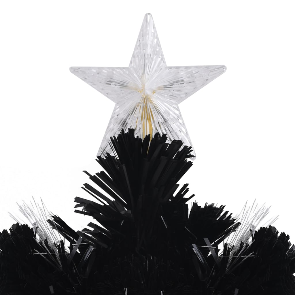Kerstboom met LED-sneeuwvlokken 120 cm glasvezel zwart