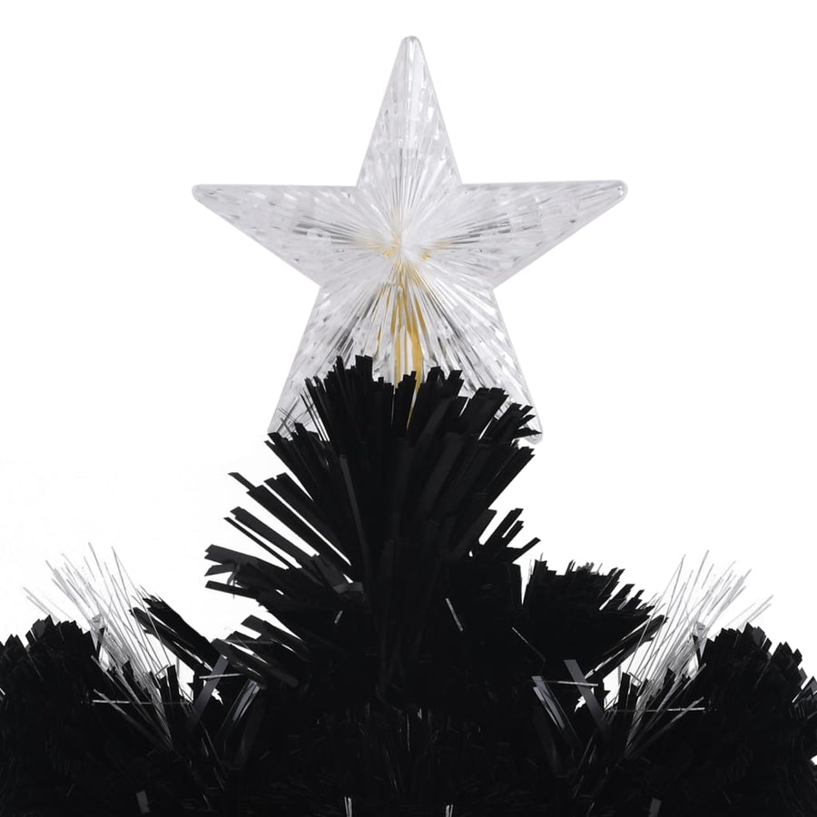 Kerstboom met LED-sneeuwvlokken 120 cm glasvezel zwart