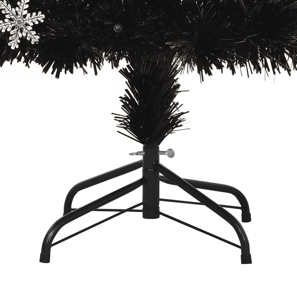 Kerstboom met LED-sneeuwvlokken 120 cm glasvezel zwart