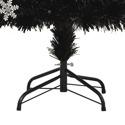 Kerstboom met LED-sneeuwvlokken 120 cm glasvezel zwart