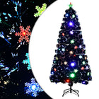 Kerstboom met LED-sneeuwvlokken 150 cm glasvezel zwart