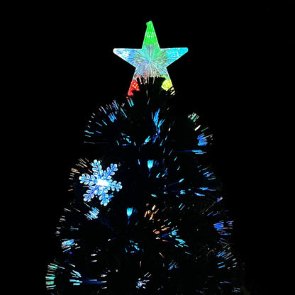 Kerstboom Met Led-Sneeuwvlokken 180 Cm Glasvezel Zwart 180 x 80 cm