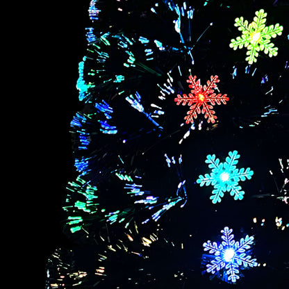 Kerstboom Met Led-Sneeuwvlokken 180 Cm Glasvezel Zwart 180 x 80 cm