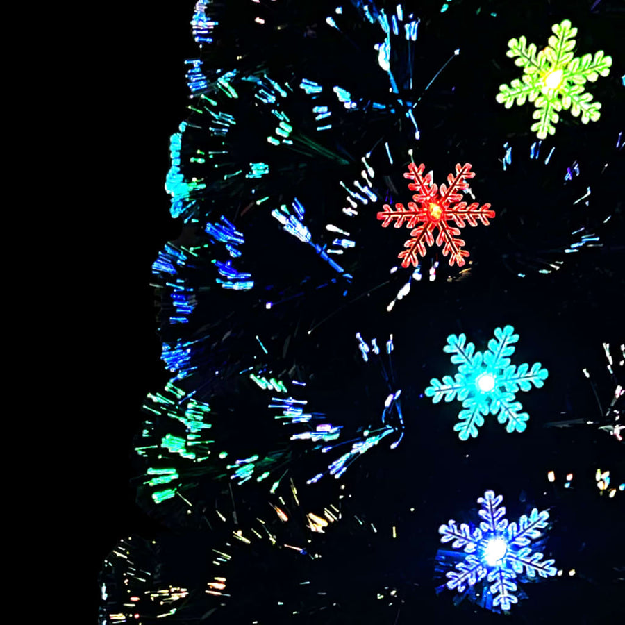 Kerstboom Met Led-Sneeuwvlokken 180 Cm Glasvezel Zwart 180 x 80 cm
