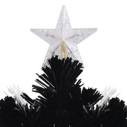 Kerstboom Met Led-Sneeuwvlokken 180 Cm Glasvezel Zwart 180 x 80 cm